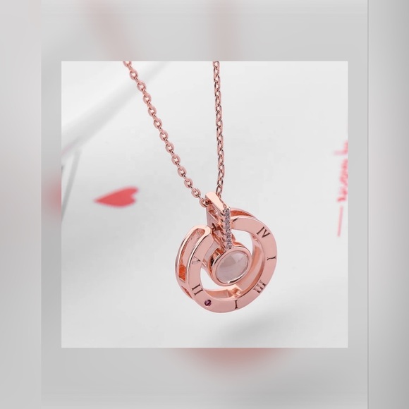 100 LANGUAGE I LOVE YOU PENDANT ROSE GOLD NECKLACE - Picture 1 of 12